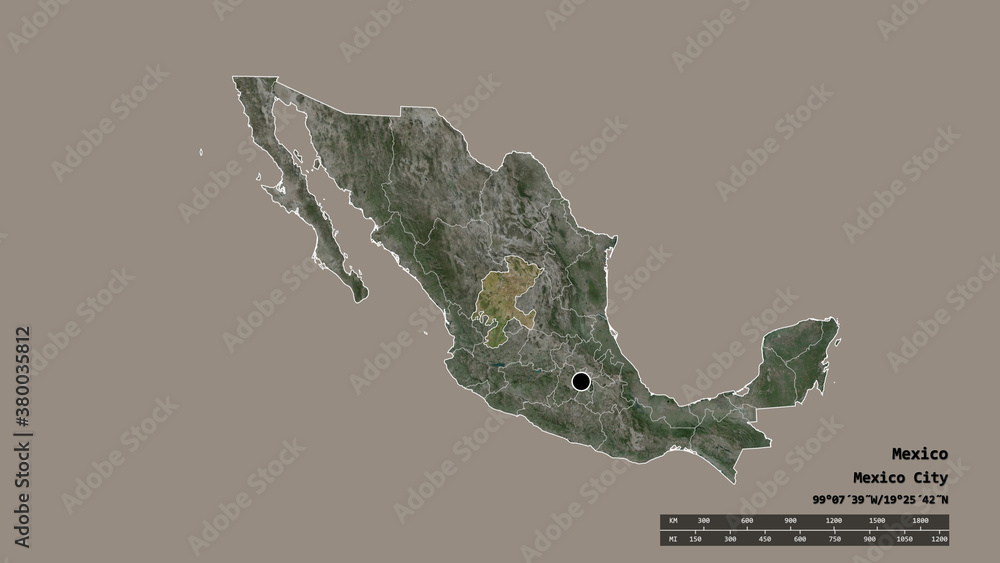 Location of Zacatecas, state of Mexico,. Satellite Location of Zacatecas, state of Mexico,. Satellite