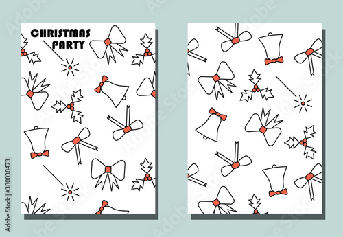 Trendy cover with graphic Christmas trees.Two vector flyers for holiday invitation.