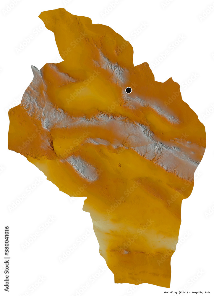 Fototapeta premium Govi-Altay, province of Mongolia, on white. Relief
