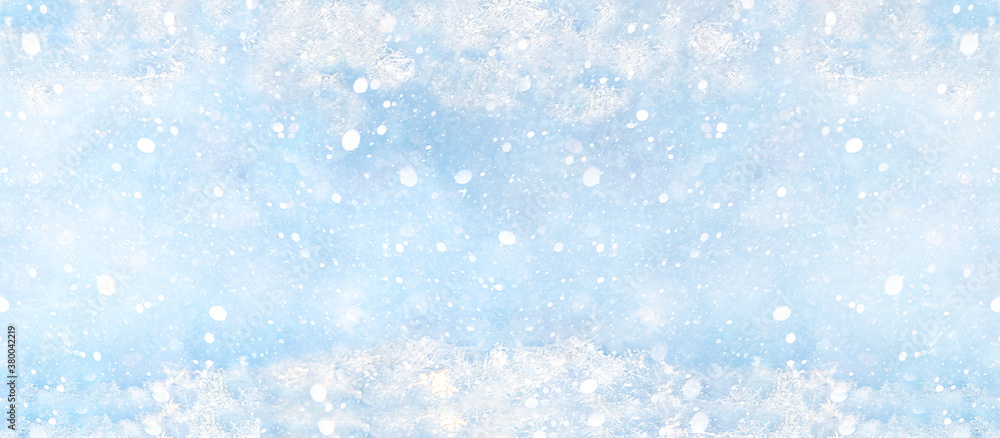 Fototapeta premium Christmas background and new year concept, abstract defocused light background with bokeh and blur, yellow. Winter banner , background image for overlay in the photo editor, out of focus