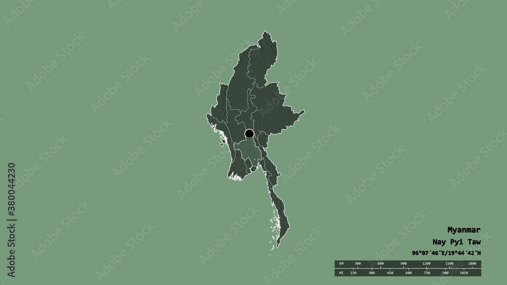 Location of Bago, division of Myanmar,. Administrative