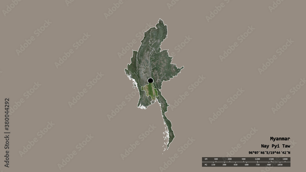 Location of Bago, division of Myanmar,. Satellite Location of Bago, division of Myanmar,. Satellite