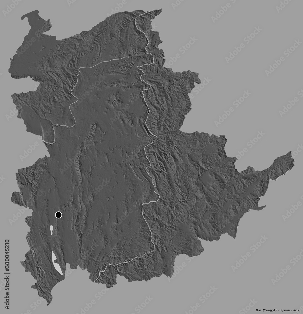 Shan, state of Myanmar, on solid. Bilevel Shan, state of Myanmar, on solid. Bilevel