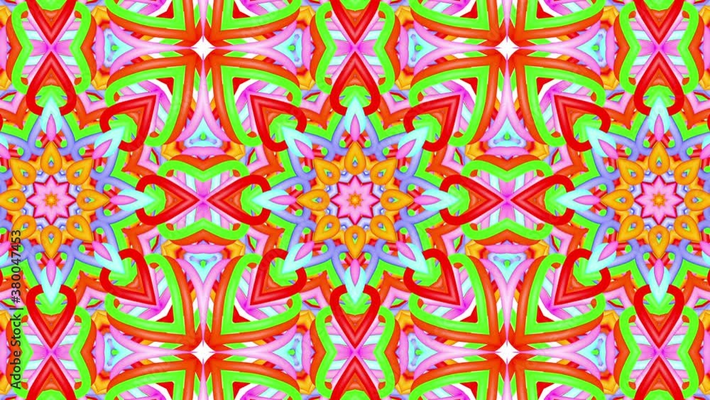 multicolored moving kaleidoscope patterns. Abstract looped animated background. 3d render multicolored moving kaleidoscope patterns. Abstract looped animated background. 3d render