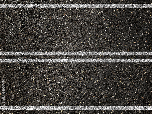 Foto Double white lines on asphalt road background.