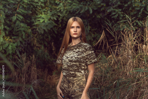 Obraz na plátně Young blonde in military uniform