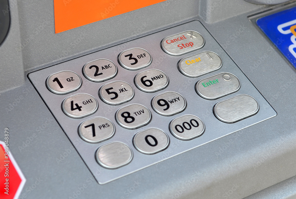 ATM keyboard machine detail. Cash point close up. ATM keyboard machine detail. Cash point close up.