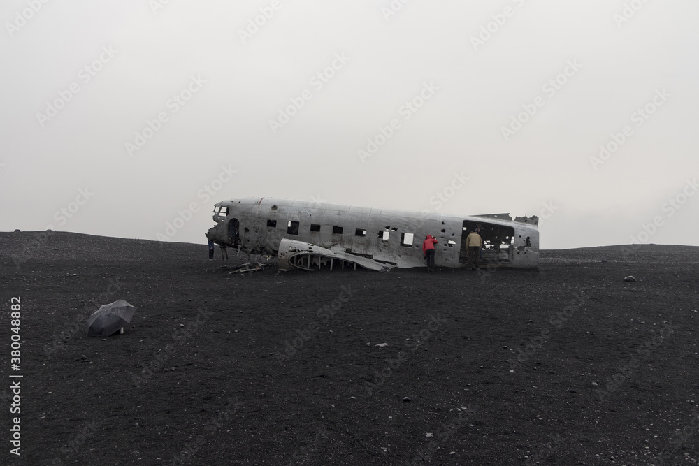 Crashed Navy Douglas Super DC-3 plane in Vik, Iceland