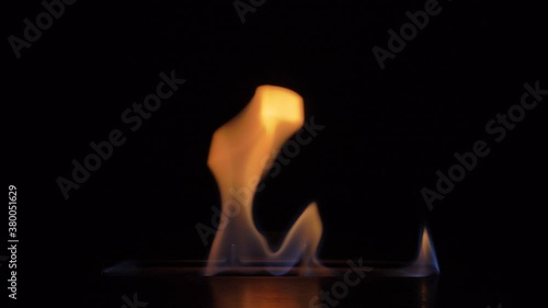 Close up of golden moving  flames 