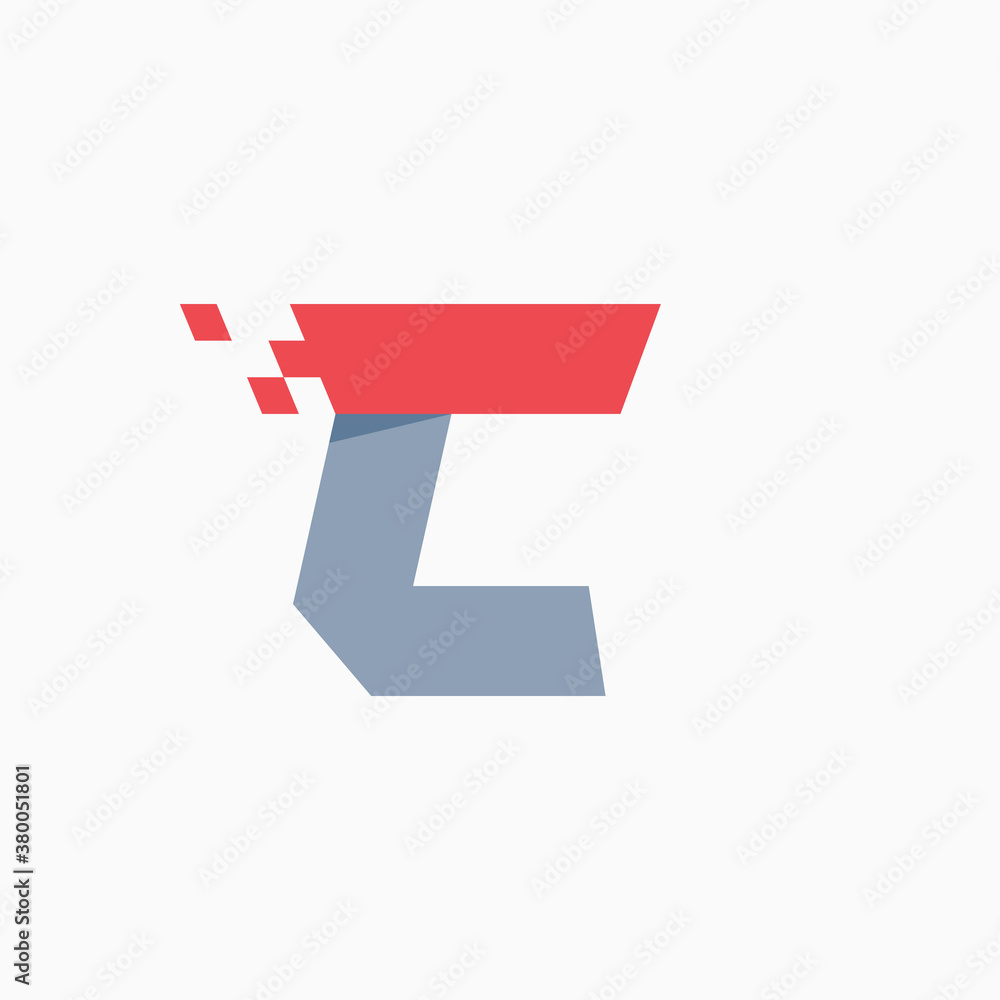 C letter logo with taxi checkered pattern line. C letter logo with taxi checkered pattern line.