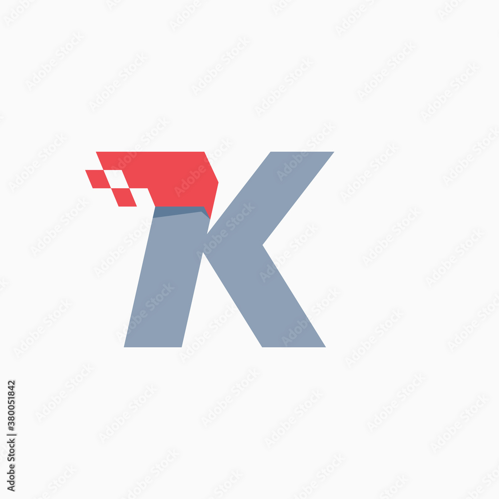 K letter logo with taxi checkered pattern line. K letter logo with taxi checkered pattern line.