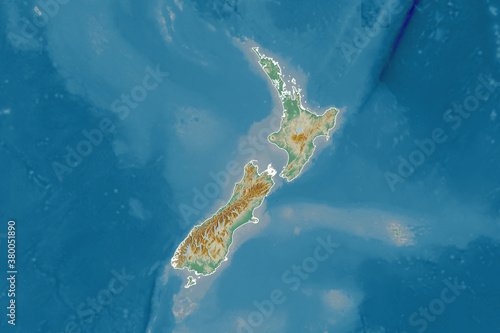 New Zealand borders. Relief