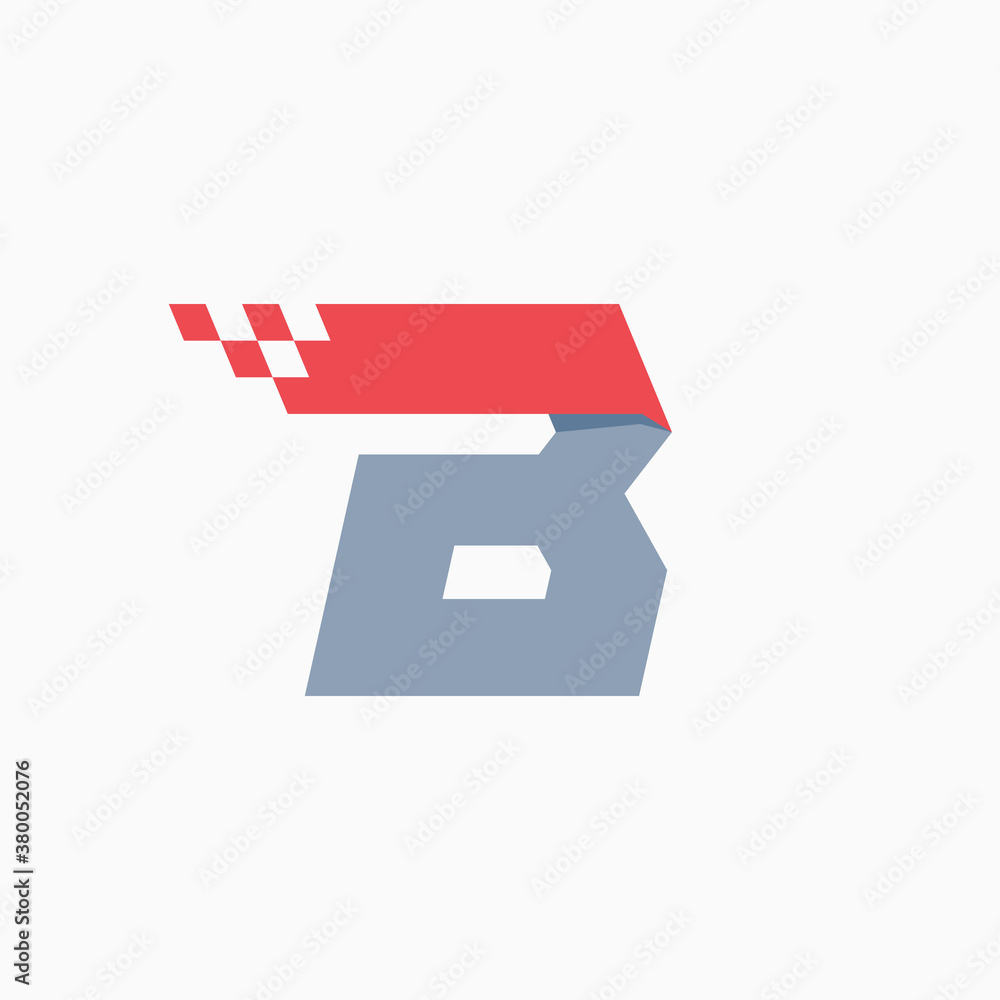 B letter logo with taxi checkered pattern line. B letter logo with taxi checkered pattern line.