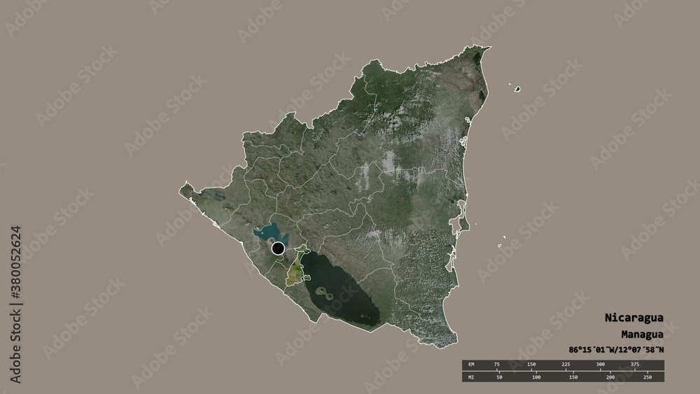 Location of Granada, department of Nicaragua,. Satellite