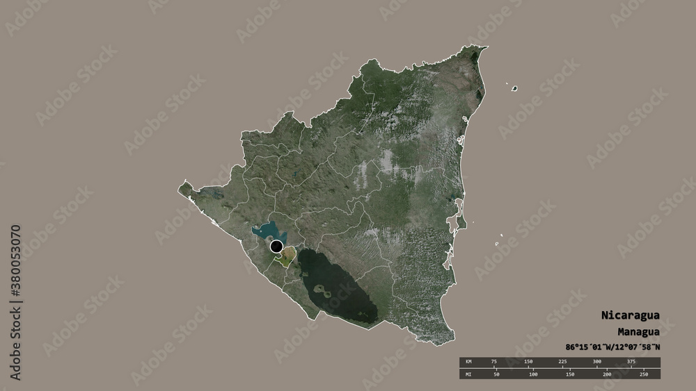 Location of Masaya, department of Nicaragua,. Satellite