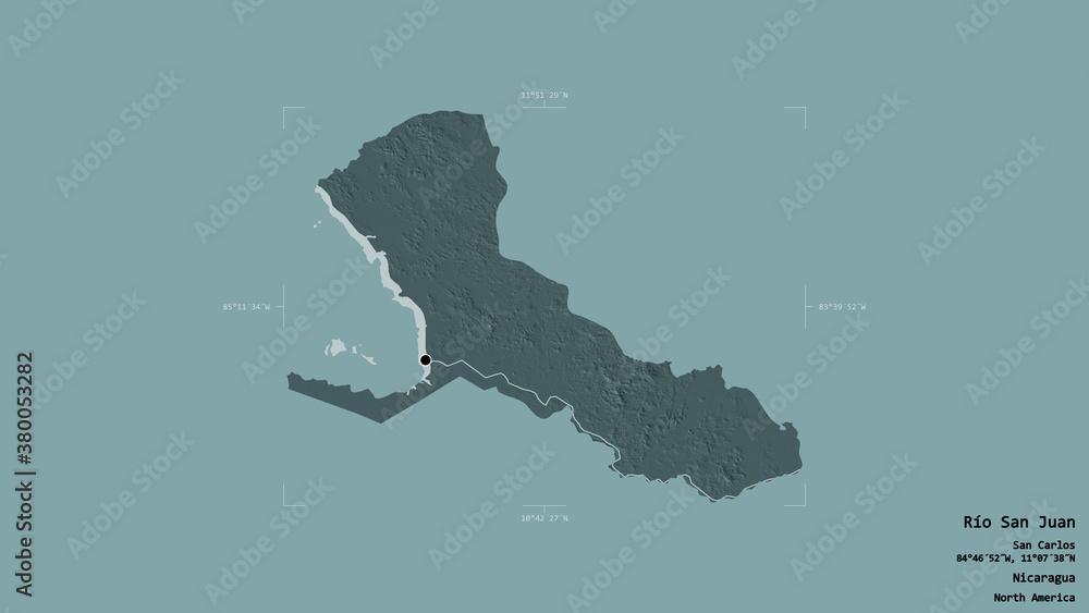 Rio San Juan - Nicaragua. Bounding box. Administrative