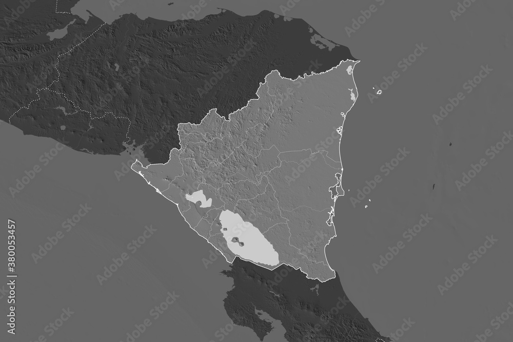 Nicaragua borders. Neighbourhood desaturated. Bilevel