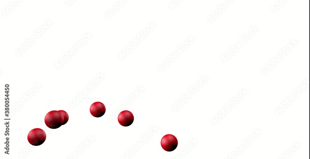 3 d animation, motion falling down red balls on white background, 3 d animation, motion falling down red balls on white background,
