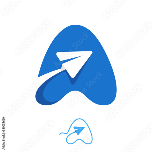 Letter A logo set consisting of line and negative space paper plane icons.