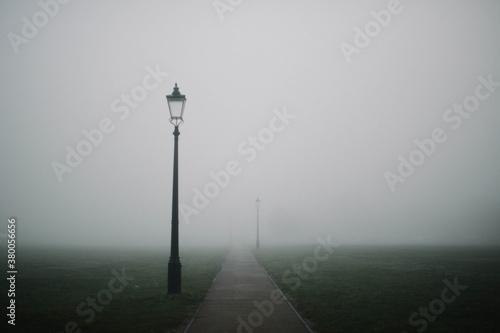 London lamp post in the fog