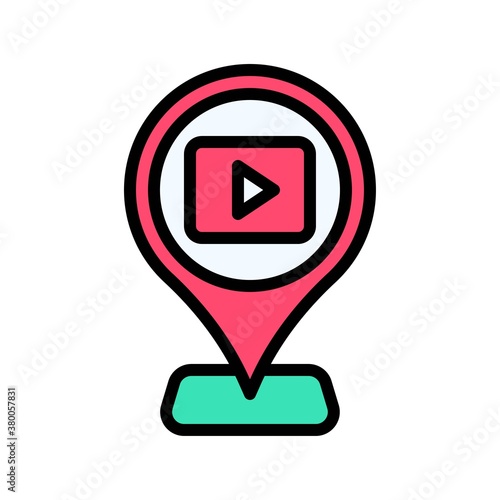 live and streaming related play button with location pin vector with editable stroke, Free Download live and streaming related play button with location pin vector with editable stroke, - GFXLoad