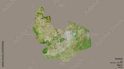 Plateau - Nigeria. Bounding box. Satellite photo