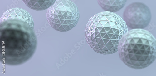 Science and technology abstract background.3d illustration.Abstract background with balls and geometric shapes