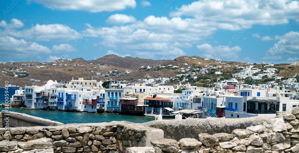 Area known as little venice on the famous and touristic Greek island of Mykonos