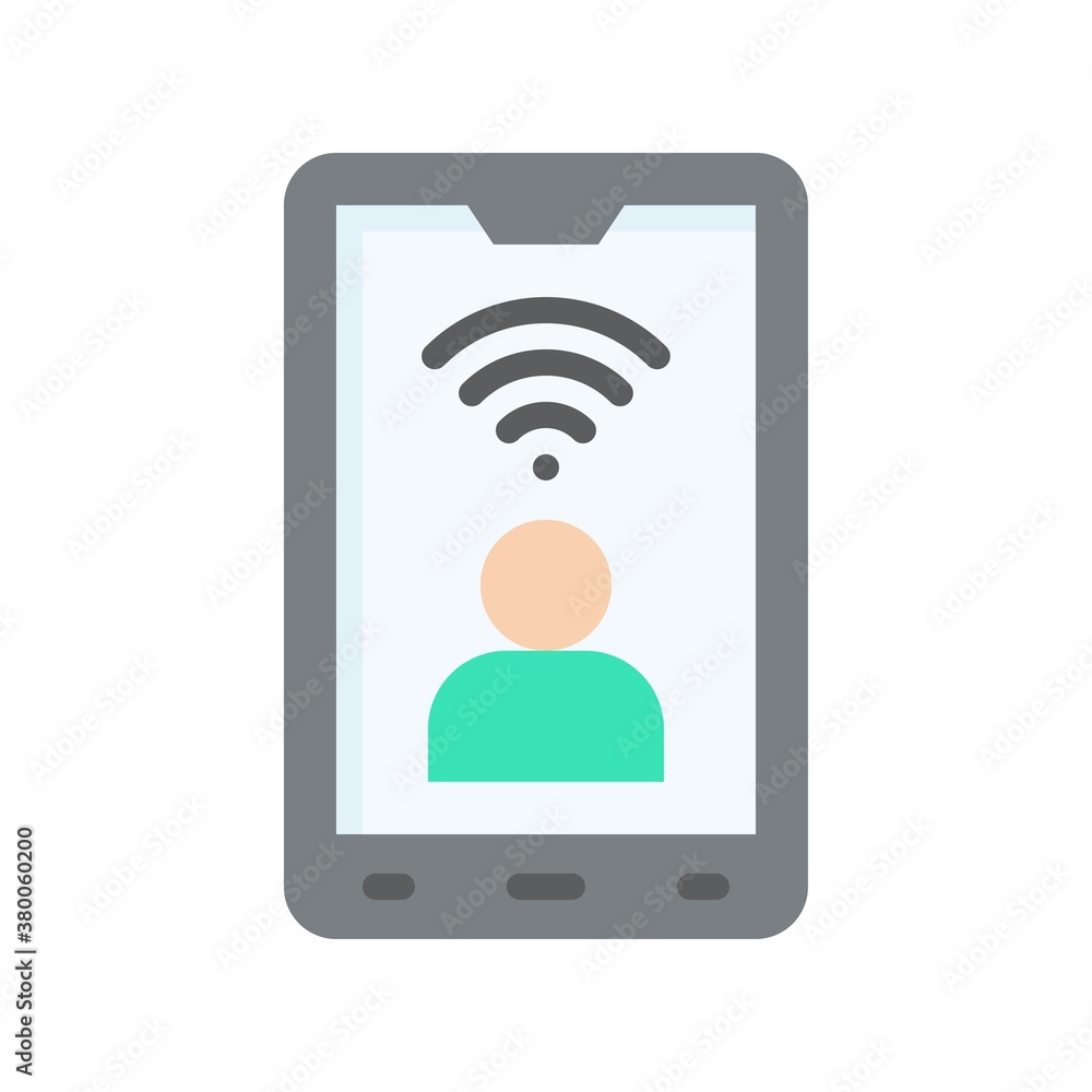 live and streaming related mobile screen with character and wifi signal vector in flat style, live and streaming related mobile screen with character and wifi signal vector in flat style,