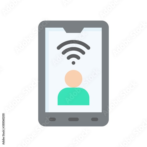 live and streaming related mobile screen with character and wifi signal vector in flat style,