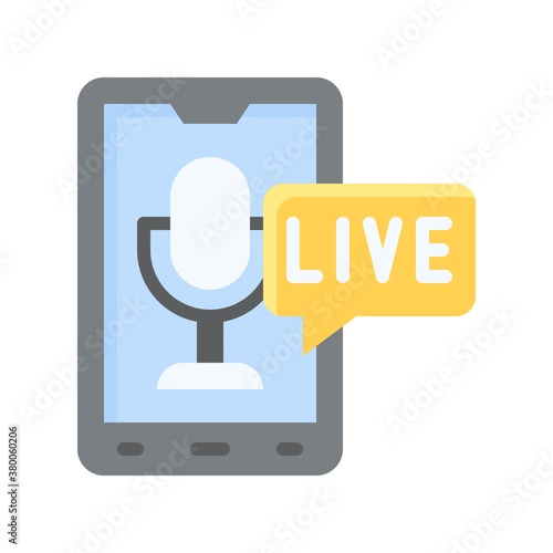 live and streaming related mobile screen with microphone vector in flat style,