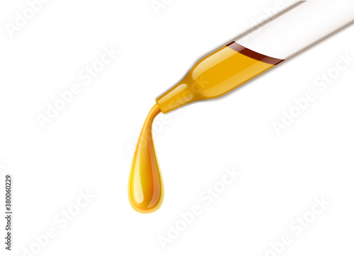 Vector 3d herbal oil pipette skin care bottle