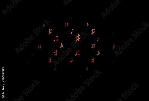 Dark Orange vector pattern with music elements.