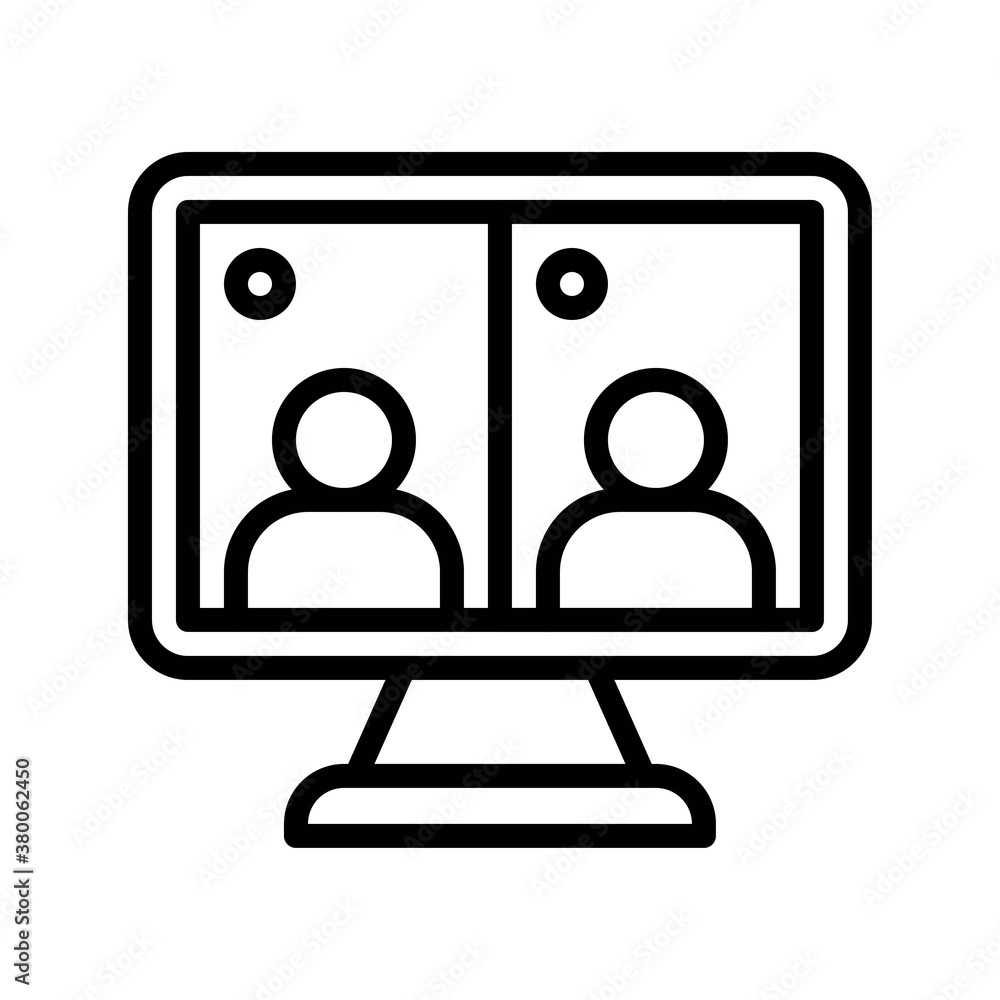 live and streaming related computer screen with boys live conversation vector in lineal style, live and streaming related computer screen with boys live conversation vector in lineal style,