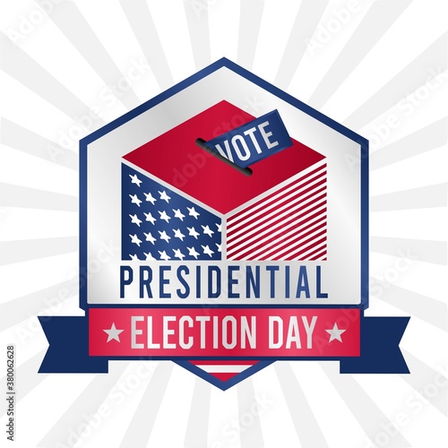 2020 United States of America Presidential Election banner. Design logo. Vector illustration. Isolated on white background.