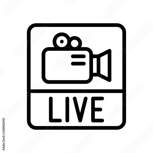live and streaming related video camera with live video recording vector in lineal style,