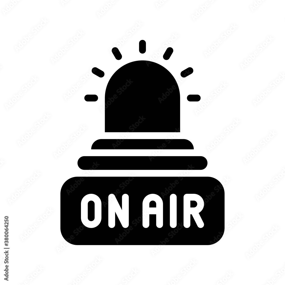 Fototapeta premium live and streaming related on air light with written text vector in solid design,