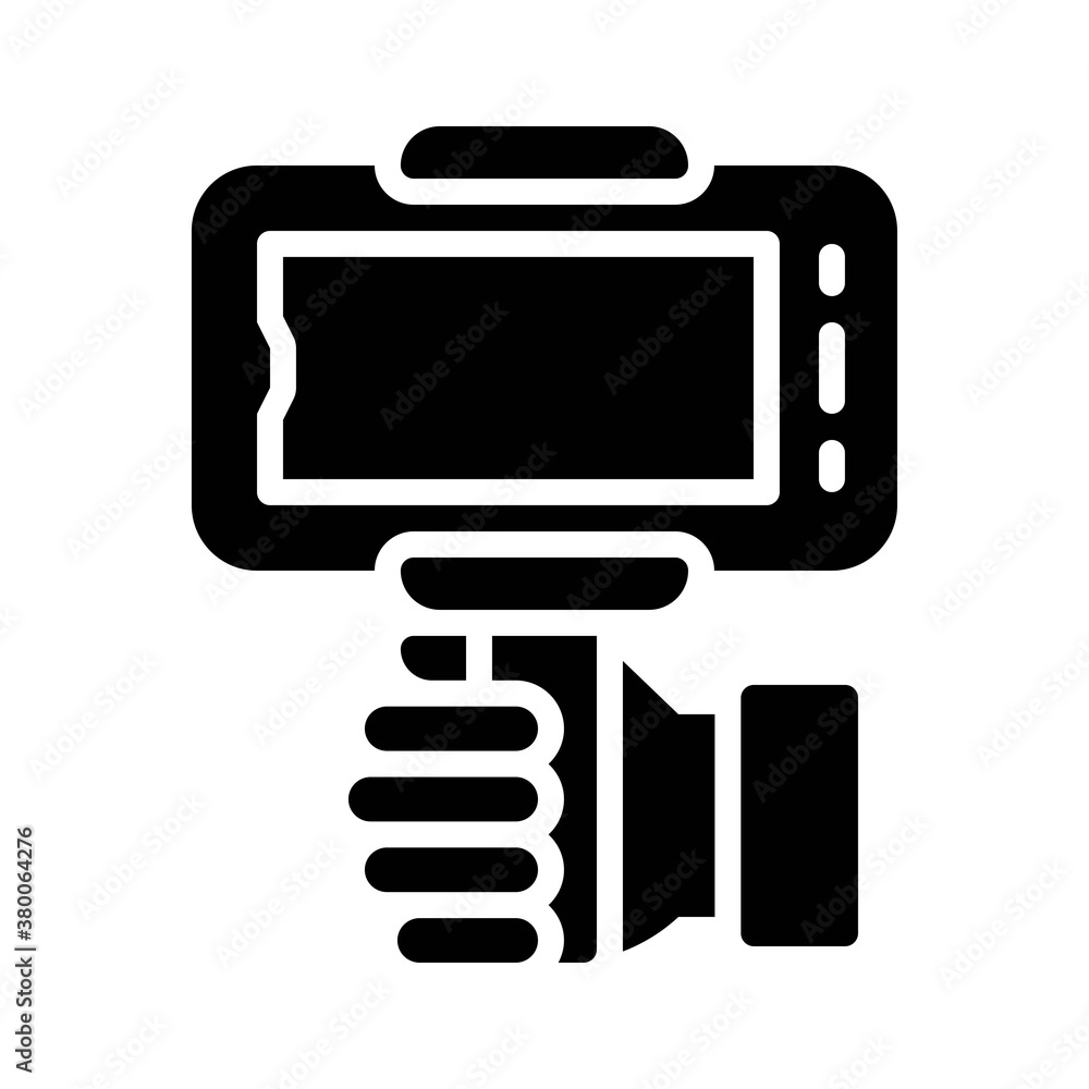 live and streaming related mobile screen with stick and hand vector in solid design, live and streaming related mobile screen with stick and hand vector in solid design,