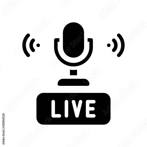 live and streaming related microphone with voice signals vector in solid design,