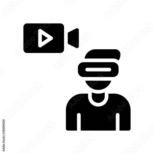 live and streaming related boy with video camera vector in solid design,