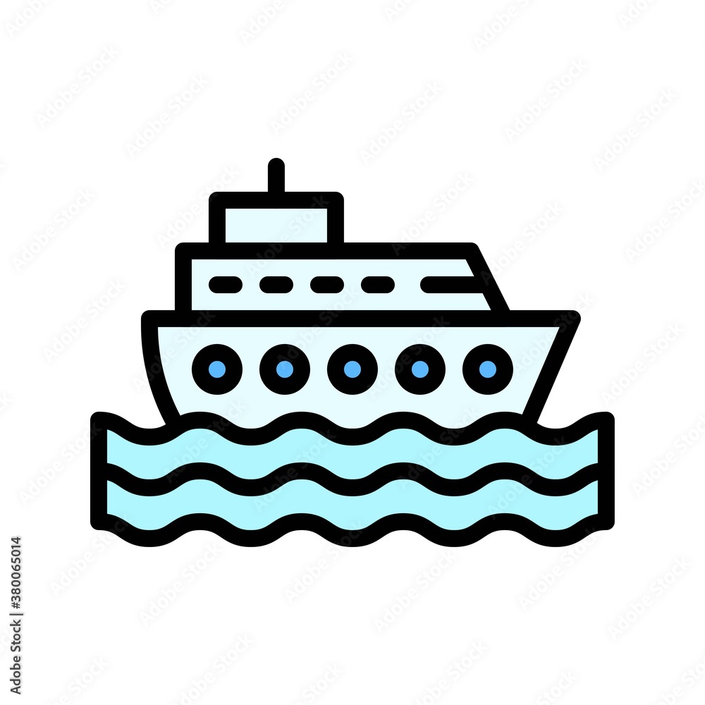 ocean related boat with water waves and windows vector with editable stroke, ocean related boat with water waves and windows vector with editable stroke,