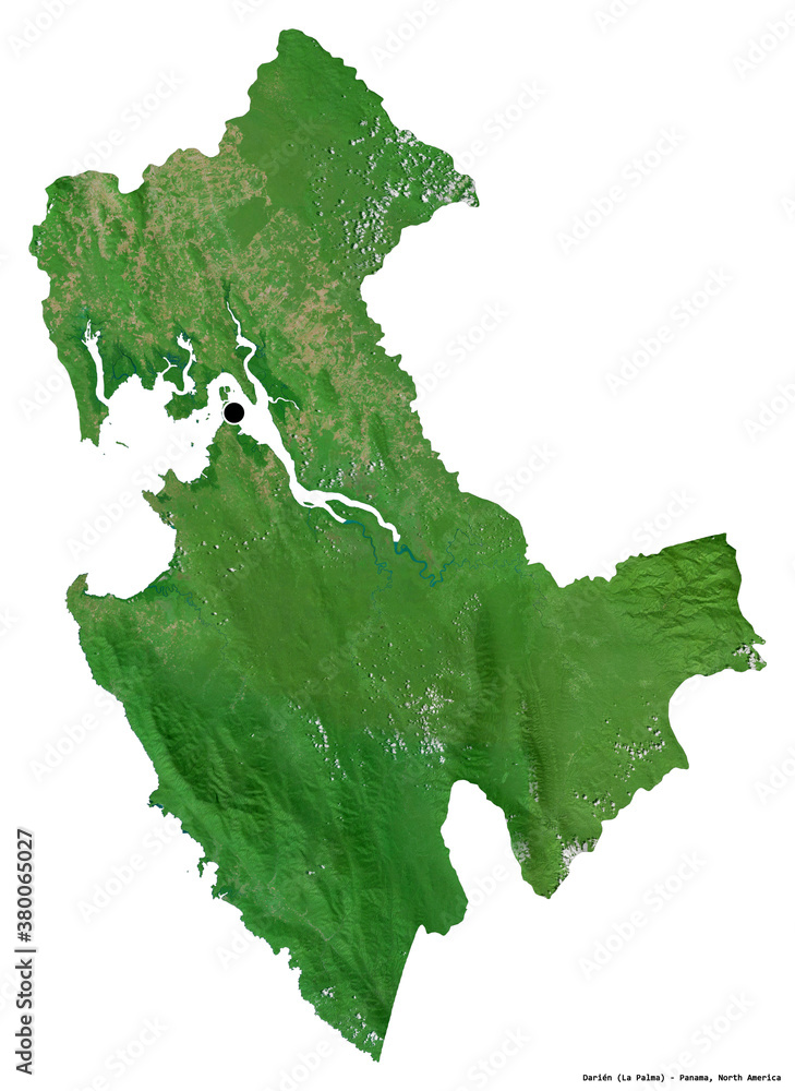 Darien, province of Panama, on white. Satellite Darien, province of Panama, on white. Satellite
