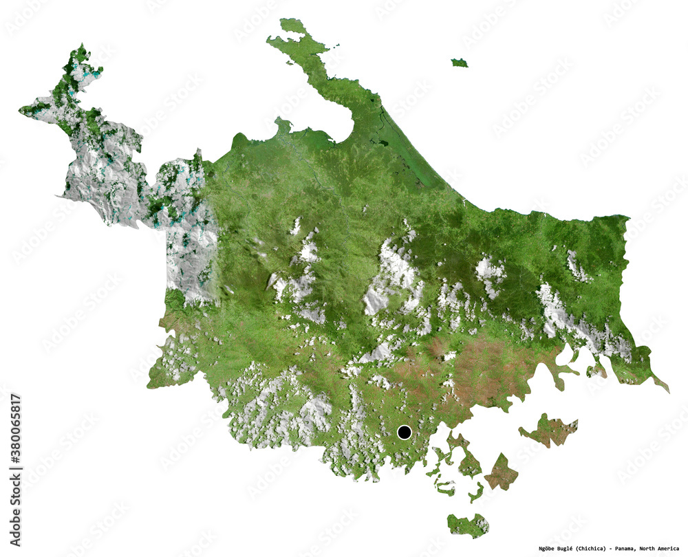 Ngobe Bugle, indigenous territory of Panama, on white. Satellite Ngobe Bugle, indigenous territory of Panama, on white. Satellite