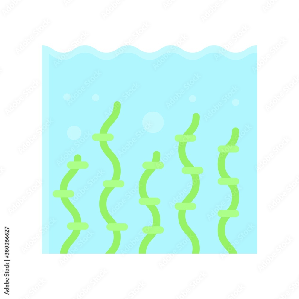 ocean related coral reef in water with water waves vector in flat style,