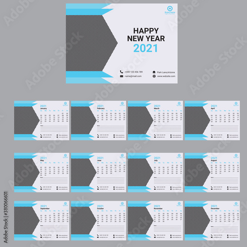 up coming year calendar,2021 New year desk calendar design tamplate