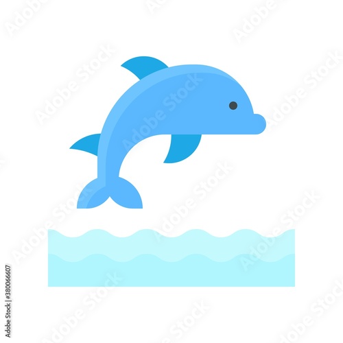 ocean related swimming dolphin fish with water waves vector in flat style 