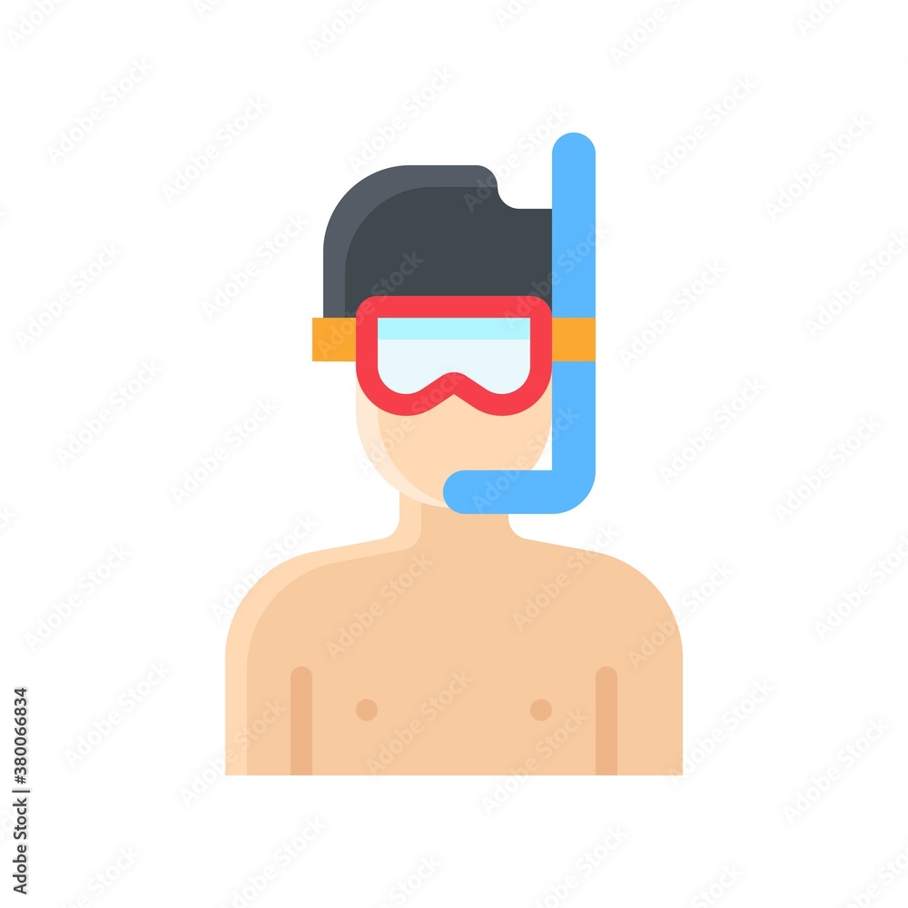 ocean related boy with glasses and oxygen pipe vector in flat style, ocean related boy with glasses and oxygen pipe vector in flat style,
