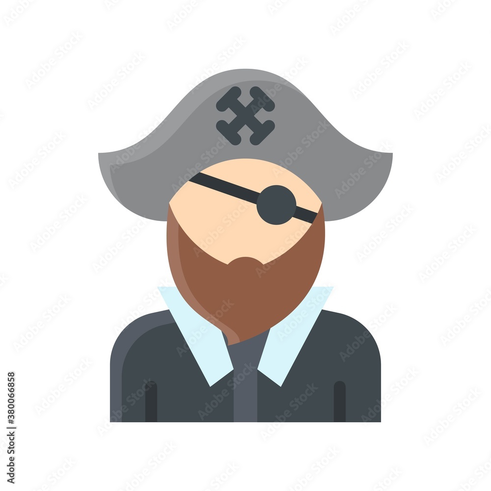 ocean related pirate with cap and beard vector in flat style,