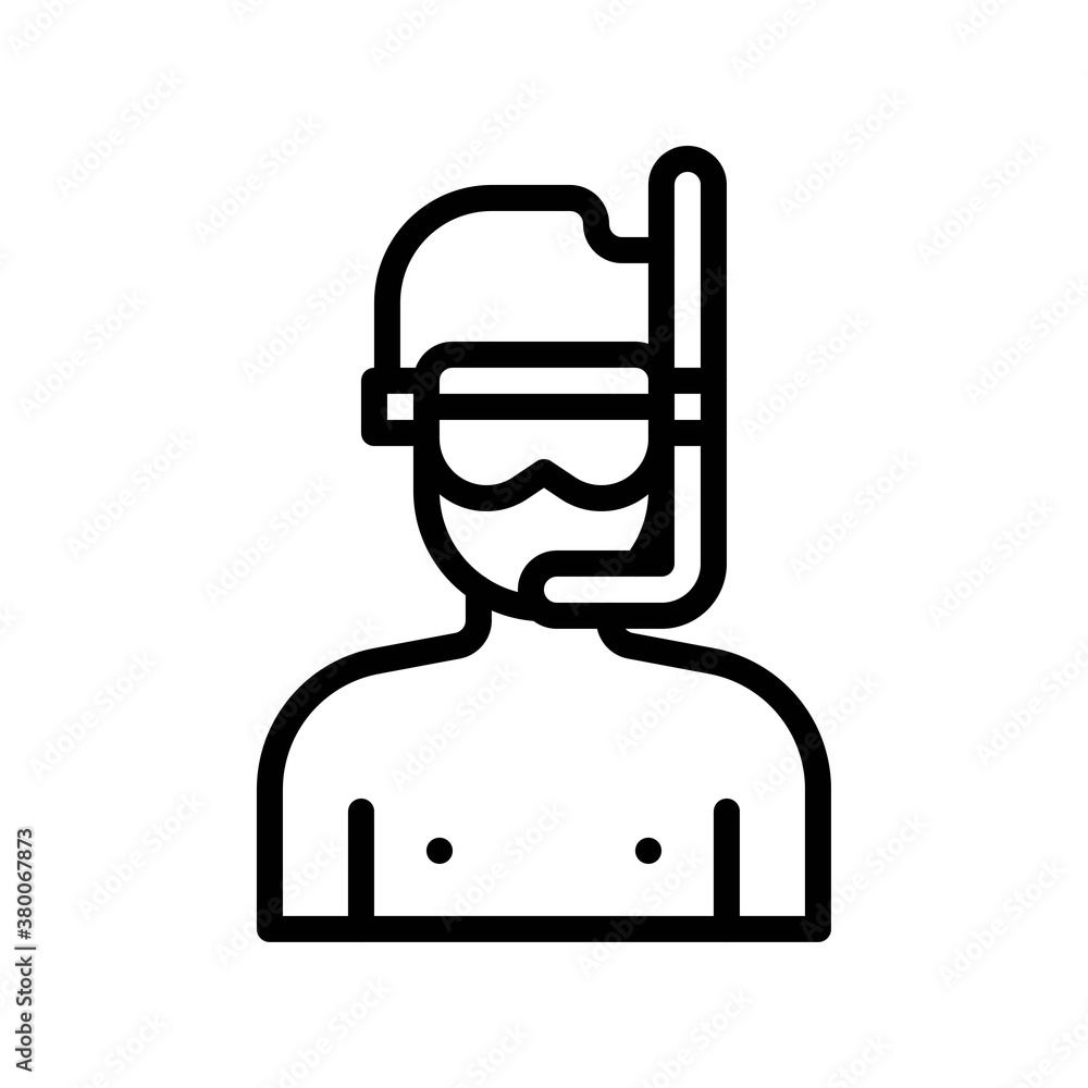 ocean related boy with glasses and oxygen pipe vector in lineal style, ocean related boy with glasses and oxygen pipe vector in lineal style,