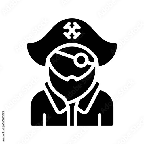 ocean related pirate with cap and beard vector in solid design,